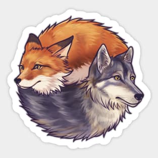 Fox and Wolf Sticker